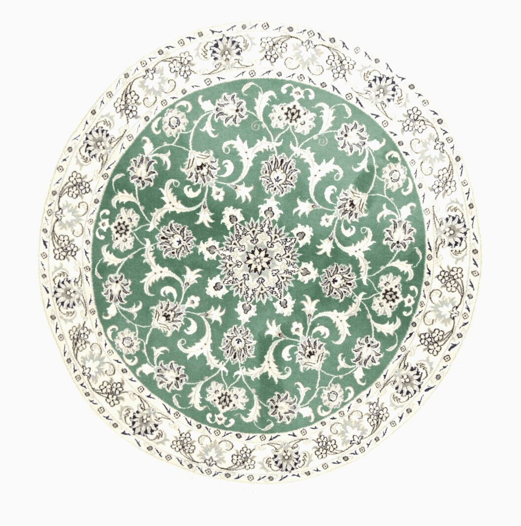 Perserteppich Rund 150x150 cm - 300.000 Knoten/m² - 90% Schurwolle, 10% Seide, handgeknüpft, Top Qualität, Neu