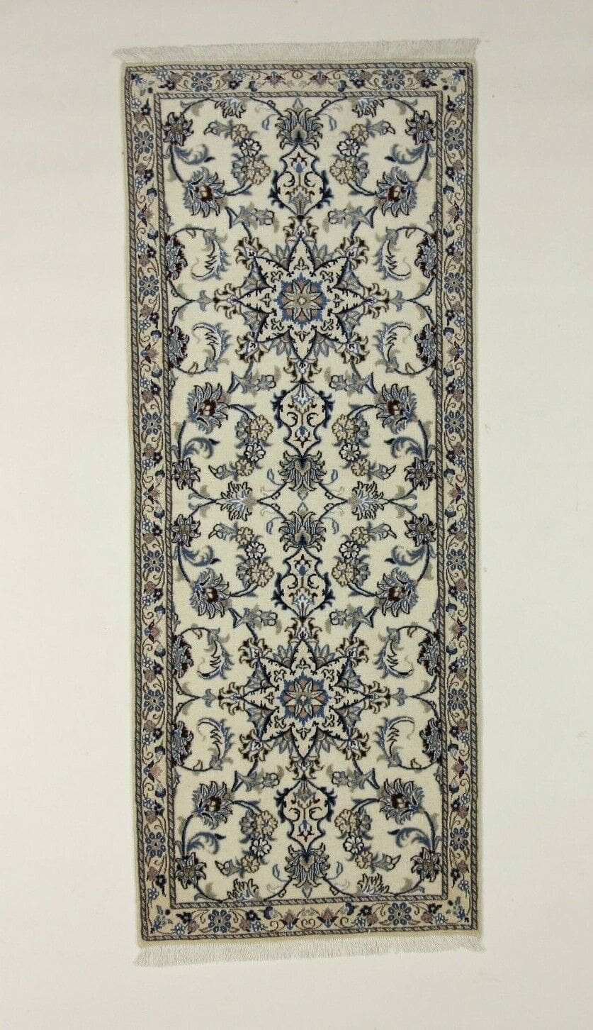 Wunderschöner Super Nain 9la Perserteppich (198 x 80 cm) mit ca. 500.000 Knoten, 90% Schurwolle und 10% Seide, Top Zustand, Neu – handgeknüpft! Läufer
