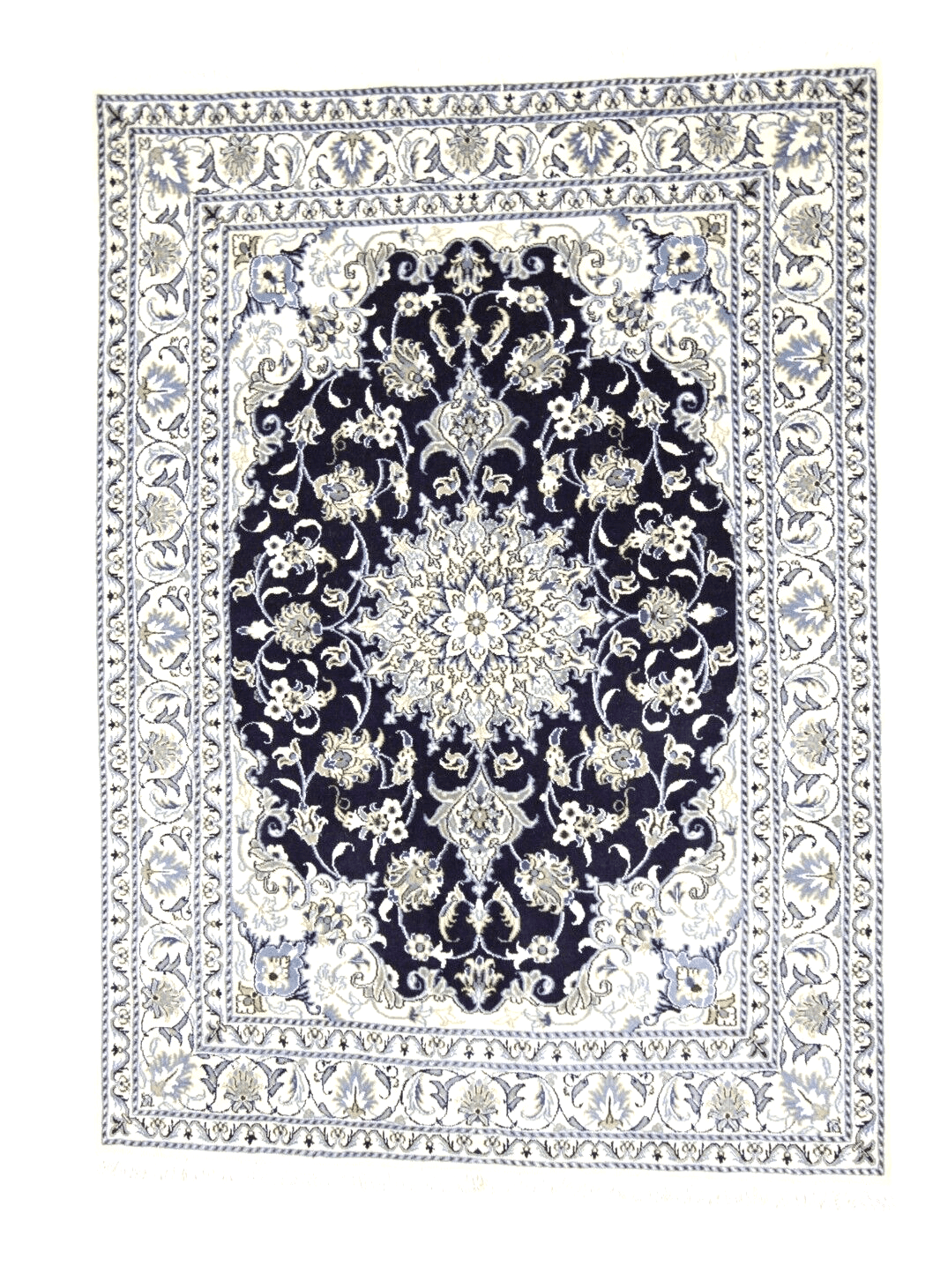 Wunderschöner Orientteppich Nain 200 x 146 cm – 300.000 Knoten/m², 90% Schurwolle & 10% Seide, Neu, Handgeknüpft, Perserteppich