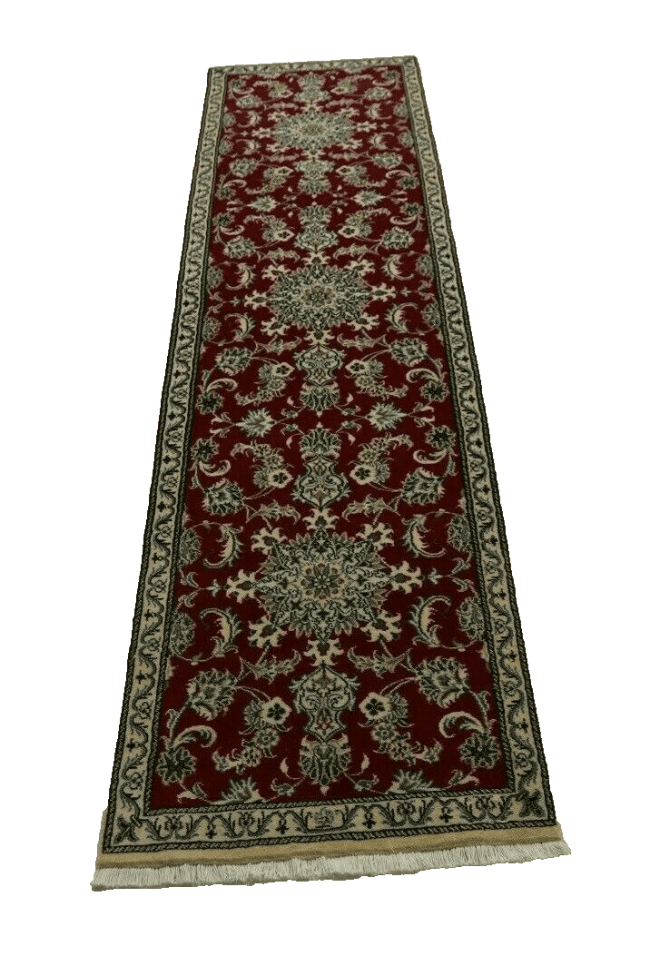 Wunderschöner Orientteppich Super Nain 294 X 77 CM | 300.000 Knoten/m² | 90% Schurwolle, 10% Seide | Top Zustand, neu | handgeknüpft, Perserteppich Läufer