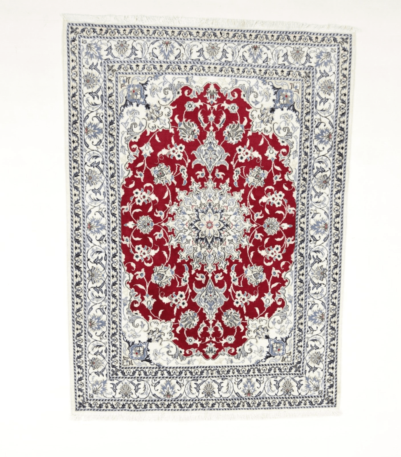 Wunderschöner Orientteppich super Nain 202x148 cm - 300.000 Knoten/m² - 90% Schurwolle & 10% Seide - Handgeknüpft - Perserteppich