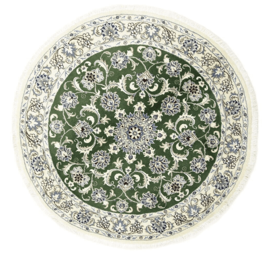 Wunderschöner Perserteppich Nain 100 x 100 cm, ca. 300.000 Knoten/m², 90% Schurwolle, 10% Seide, sehr gut, handgeknüpft