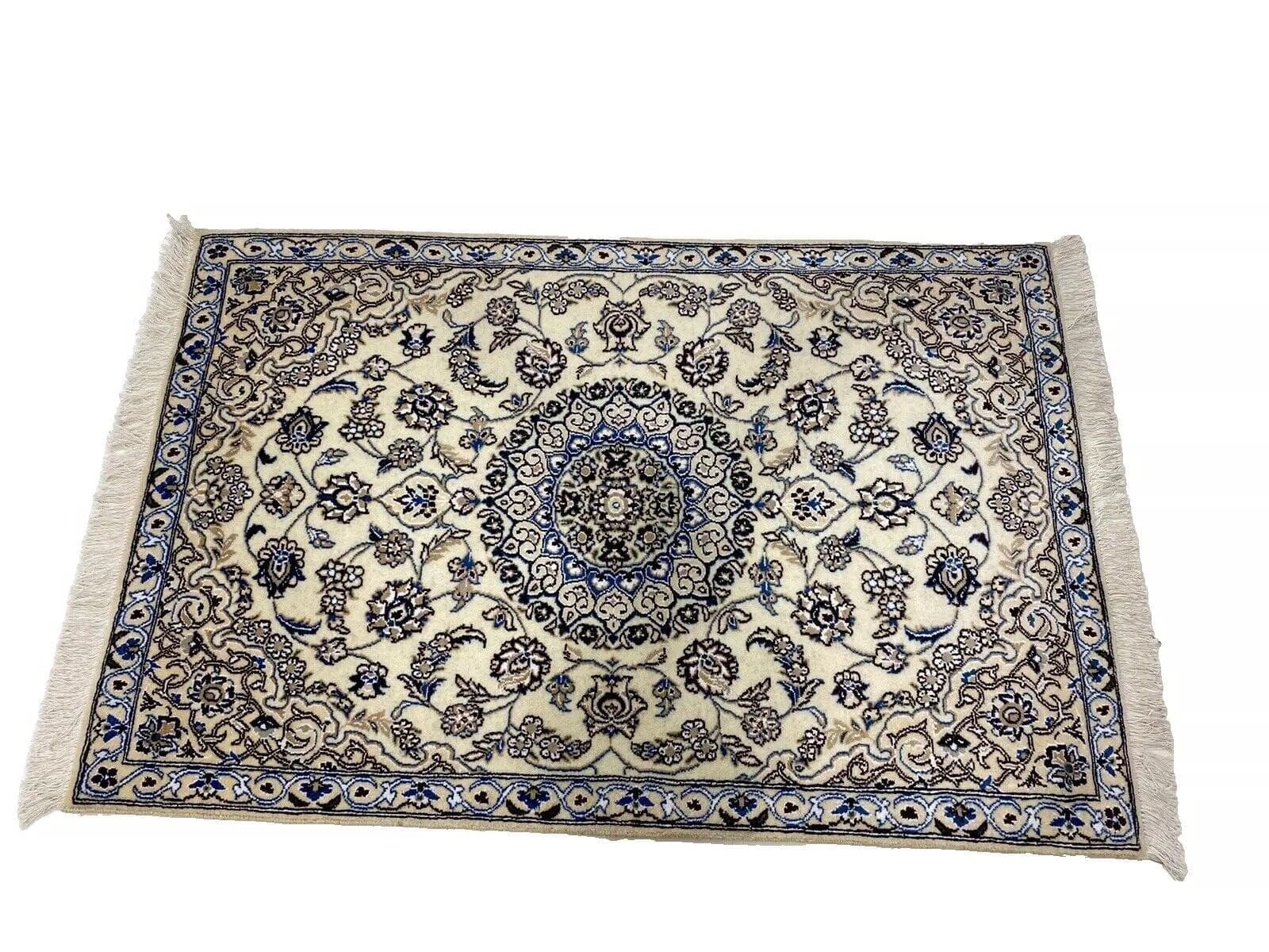 Wunderschöner Perserteppich Nain 9la - 132x88 cm, ca. 500.000 Knoten, 80% Schurwolle, 20% Seide, Top Zustand - Handgeknüpft!