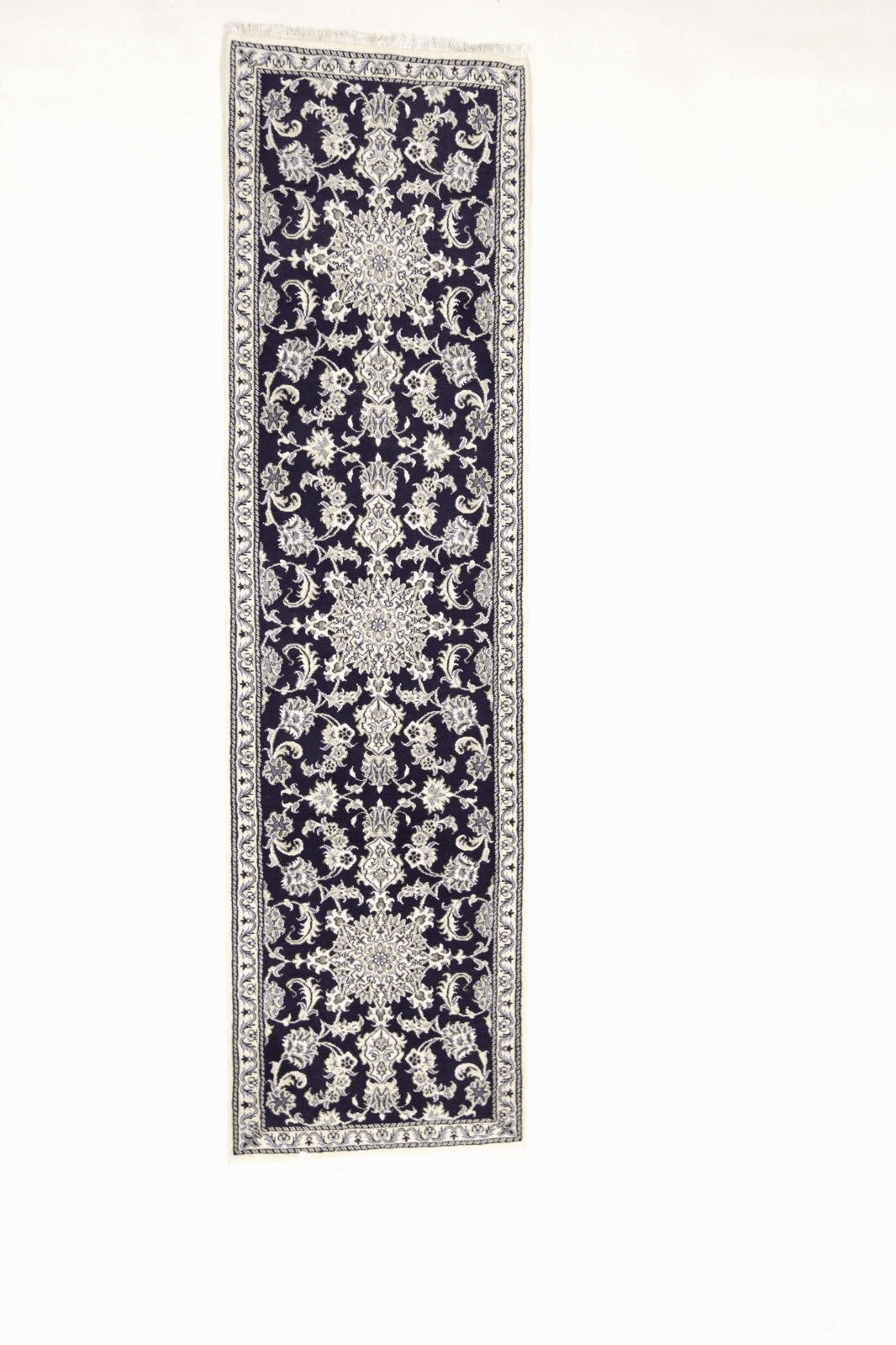 Wunderschöner Orientteppich Super Nain 280 x 77 cm – 300.000 Knoten/m², 90% Schurwolle & 10% Seide, handgeknüpft, Perserteppich Läufer