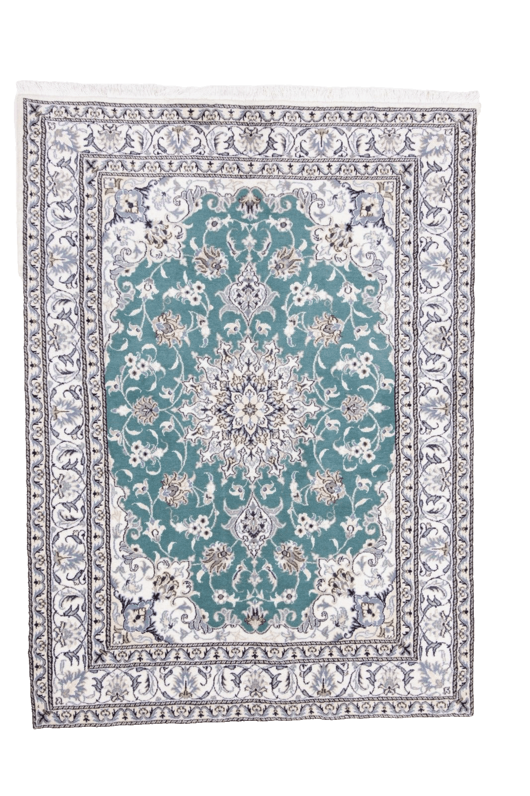 Orientteppich super Nain 198 x 146 cm, ca. 300.000 Knoten/m², 90% Schurwolle & 10% Seide, handgeknüpft, Perserteppich