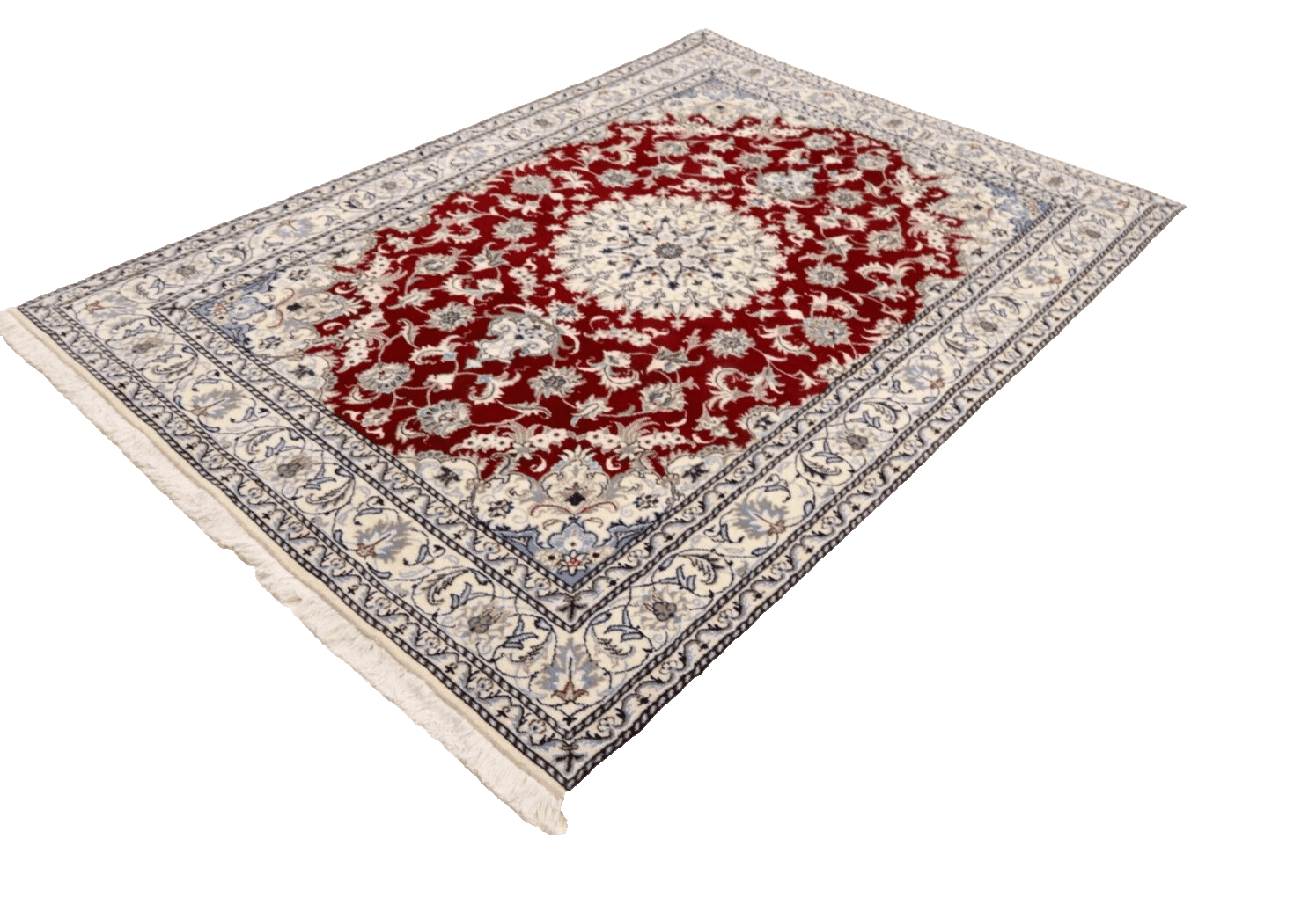 Orientteppich Super Nain mit Seide 237 x 164 cm - ca. 300.000 Knoten/m² - 90% Schurwolle, 10% Seide, handgeknüpft, Perserteppich