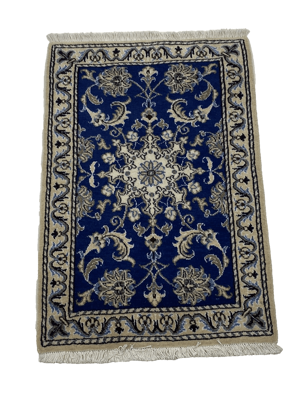 Orientteppich Super Nain 90 x 60 CM, 300.000 Knoten/m², 90% Schurwolle & 10% Seide, Neu, Handgeknüpft, Perserteppich