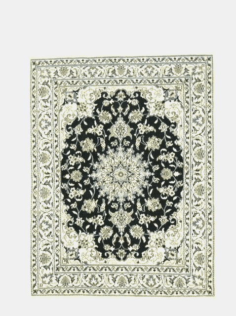 Wunderschöner Orientteppich Super Nain mit Seide 193 x 147 cm - 300.000 Knoten/m² - Handgeknüpft, Perserteppich