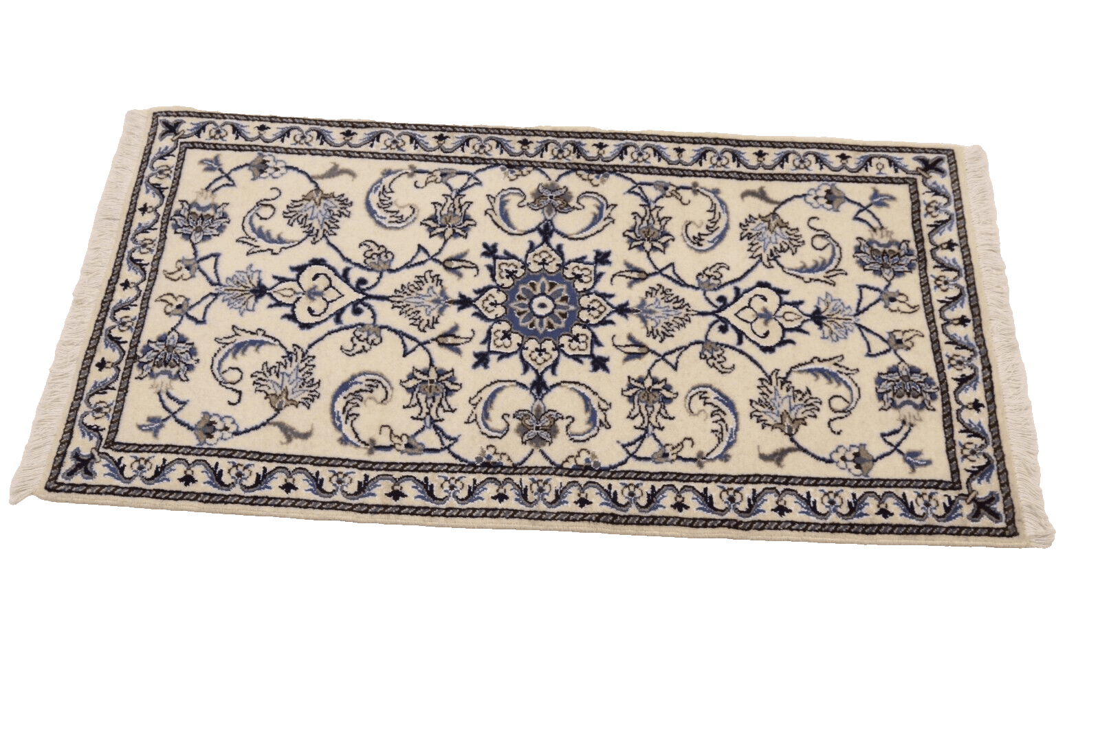 Wunderschöner Perserteppich Nain 142x70 cm – ca. 300000 Knoten/m², 90% Schurwolle & 10% Seide, Neu, handgeknüpft, Perserteppich