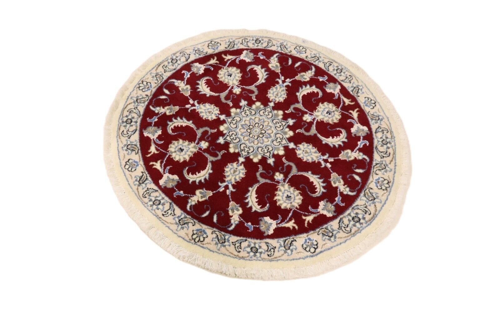 Wunderschöner Orientteppich Nain 100 x 100 cm – 300.000 Knoten/m², 90% Schurwolle, 10% Seide, Handgeknüpft, Perserteppich