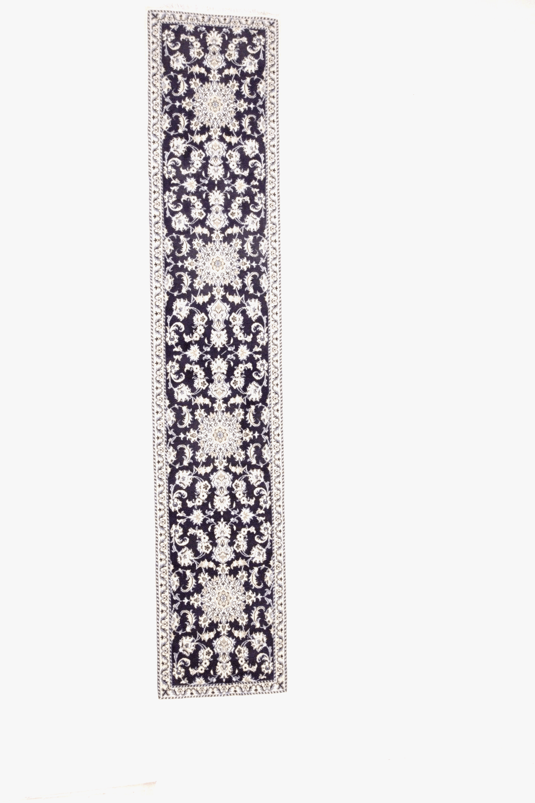 Wunderschöner Orientteppich super Nain Läufer 395 x 80 cm, ca. 300000 Knoten/m², 90 % Schurwolle, 10 % Seide, sehr gut erhalten, handgeknüpft, Perserteppich