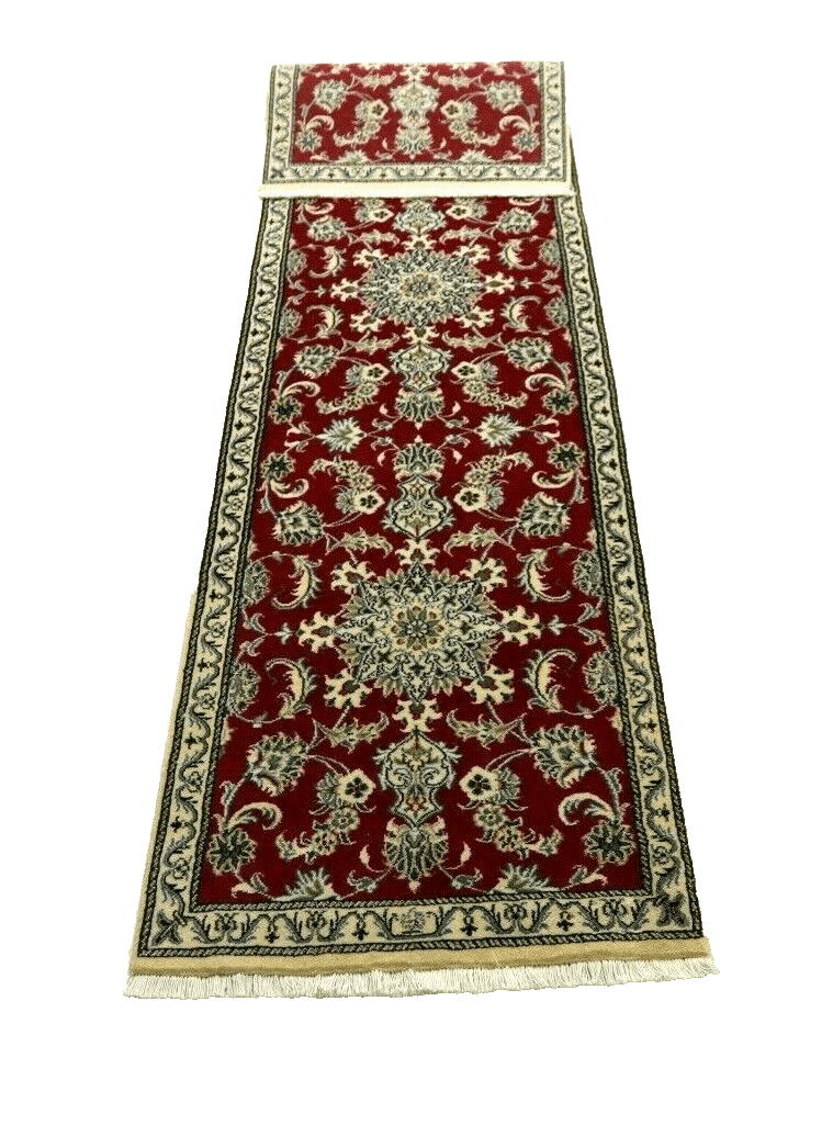 Wunderschöner Orientteppich Super Nain 294 X 77 CM | 300.000 Knoten/m² | 90% Schurwolle, 10% Seide | Top Zustand, neu | handgeknüpft, Perserteppich Läufer