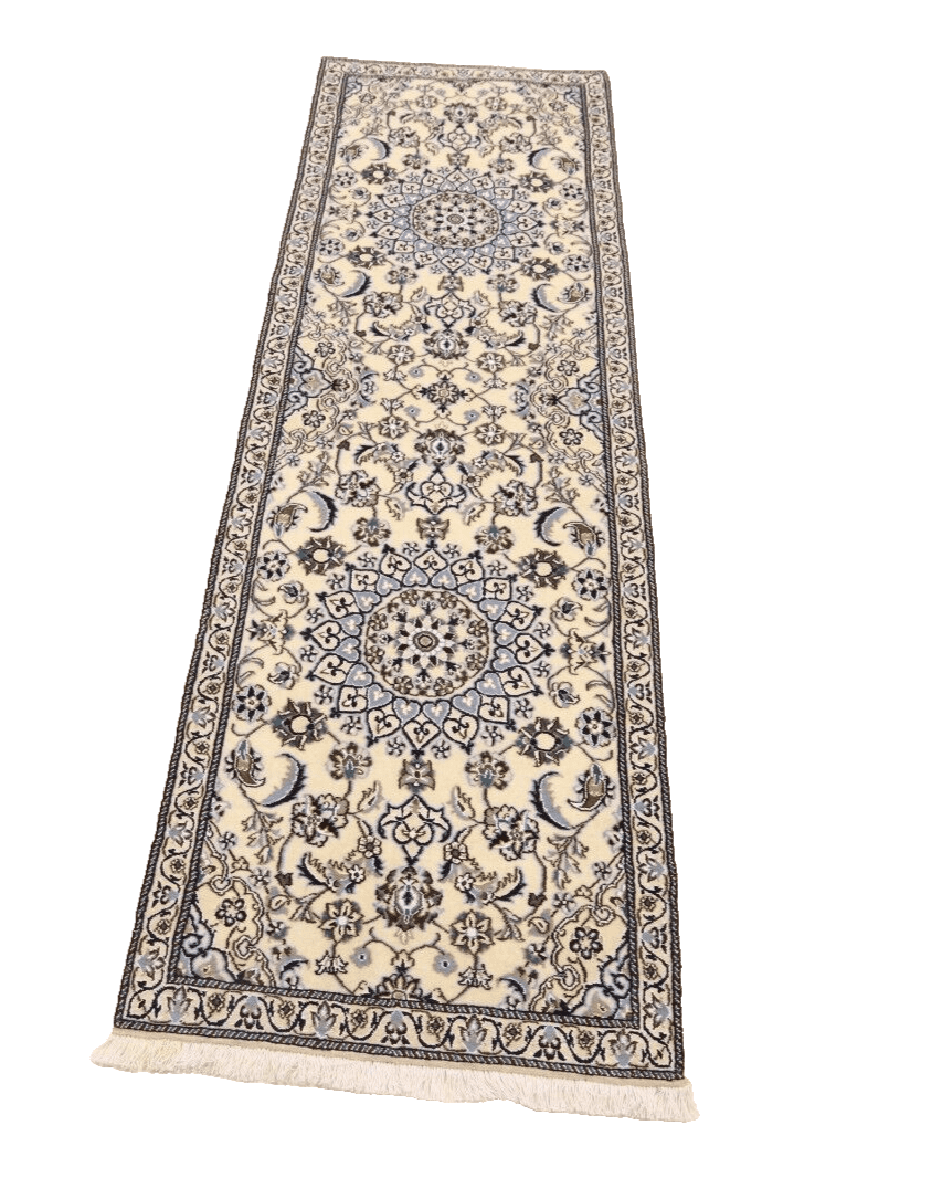 Wunderschöner Perserteppich Nain 9La, 197 x 60 cm, ca. 500.000 Knoten/m², 80% Schurwolle, 20% Seide, Top Zustand, handgeknüpft Läufer
