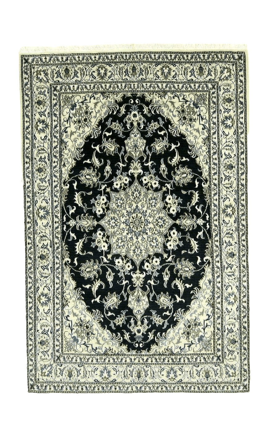 Orientteppich Super Nain mit Seide 235 x 168 cm, ca. 300000 Knoten/m², 90% Schurwolle, 10% Seide, handgeknüpft, Perserteppich