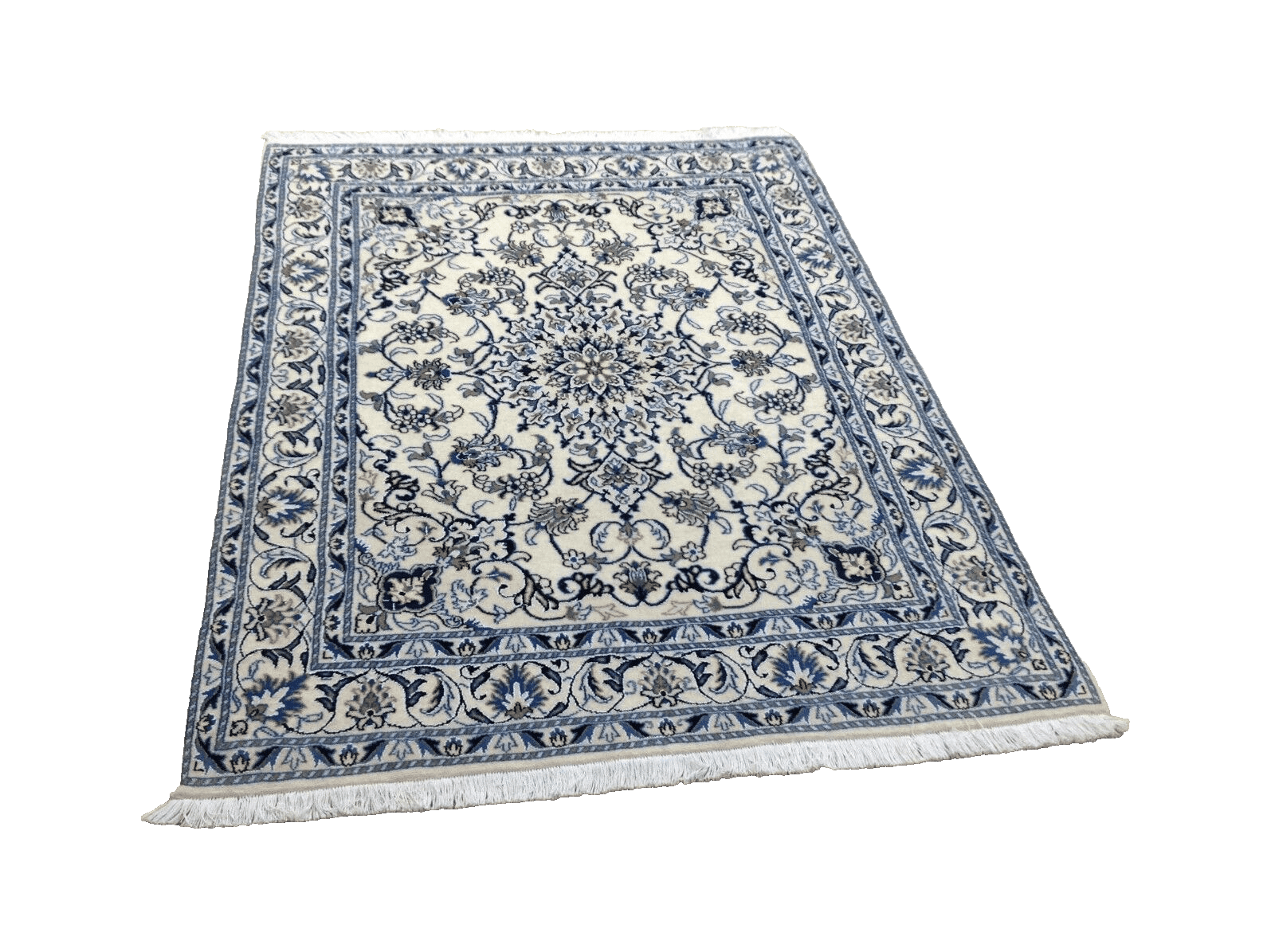 Wunderschöner Perserteppich Nain 203 x 150 cm – ca. 300.000 Knoten/m² – 90% Schurwolle (10% Seide) – handgeknüpft