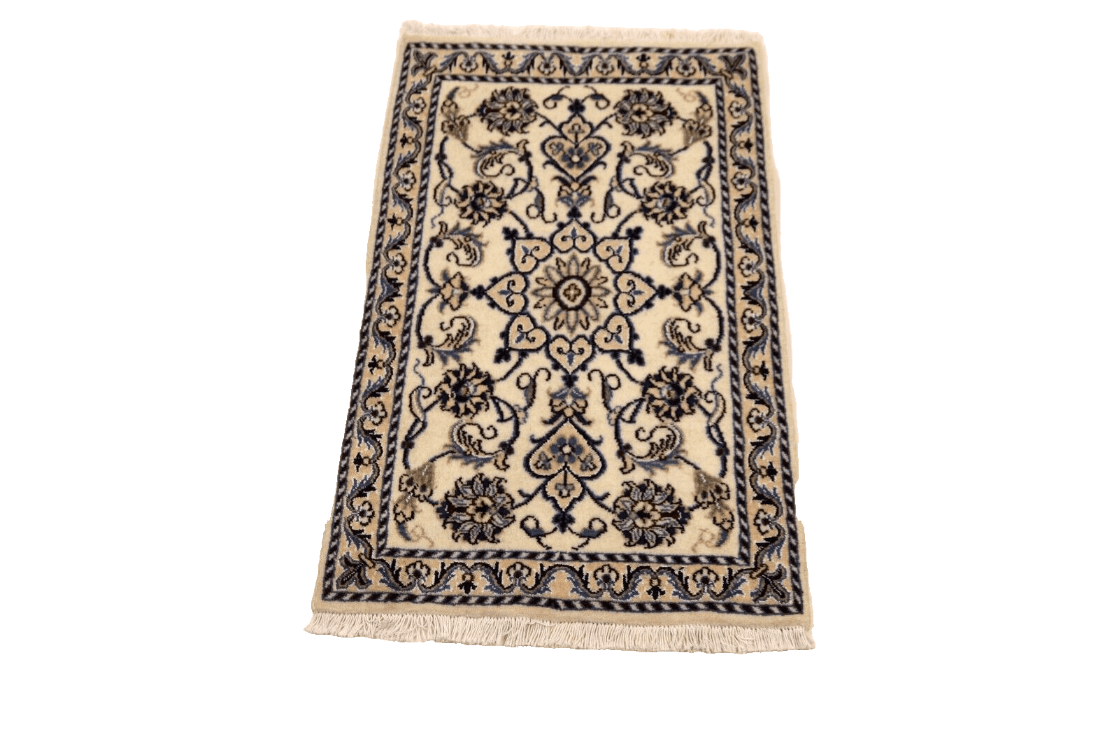 Wunderschöner Orientteppich 95 x 60 cm, ca. 300.000 Knoten/m², 90% Schurwolle, 10% Seide, handgeknüpft, Perserteppich