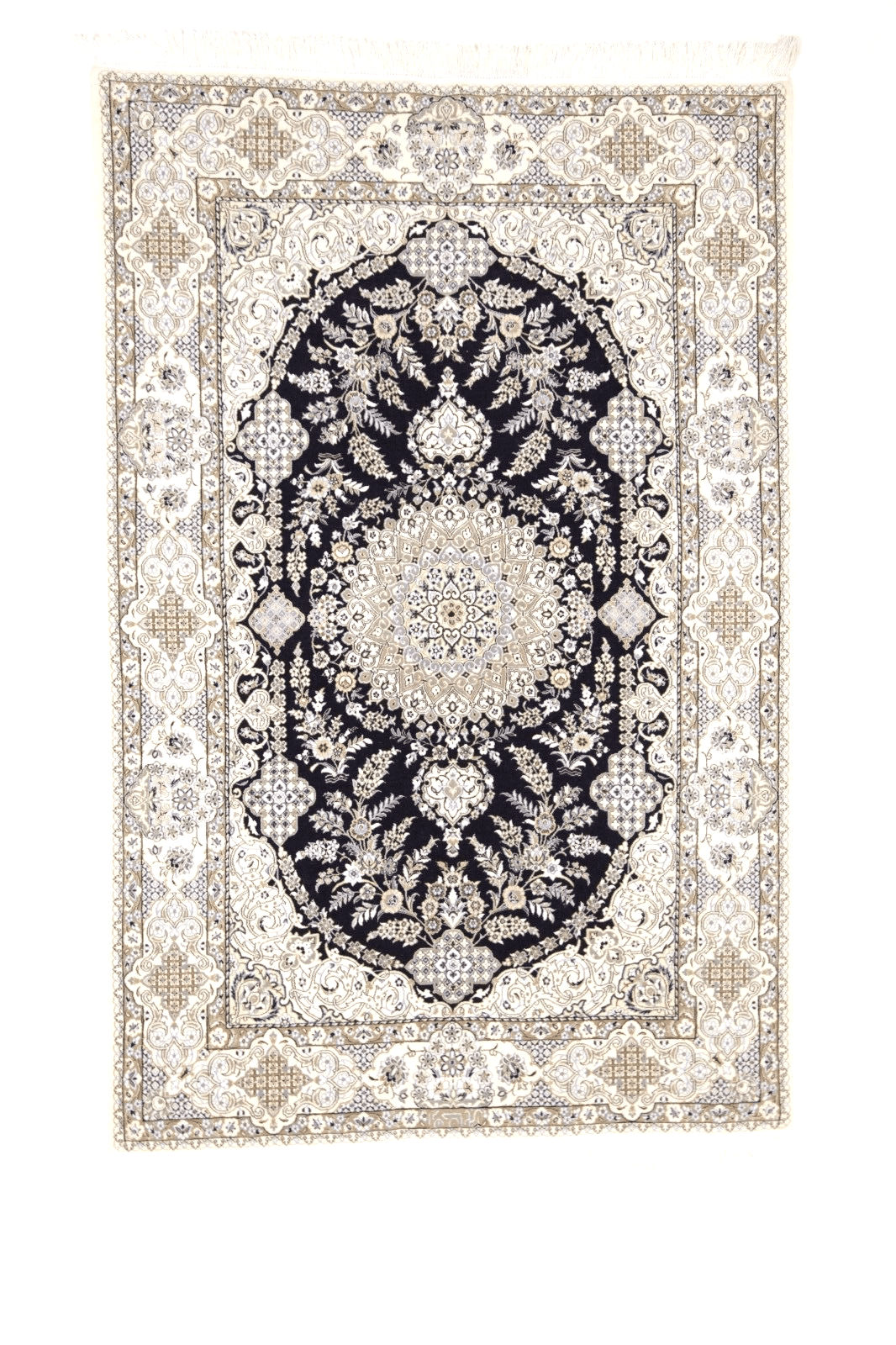 Wunderschöner Perserteppich 194 x 128 cm – 1000 Knoten/m² – Luxuriöse Seide und Wolle – Handgeknüpft