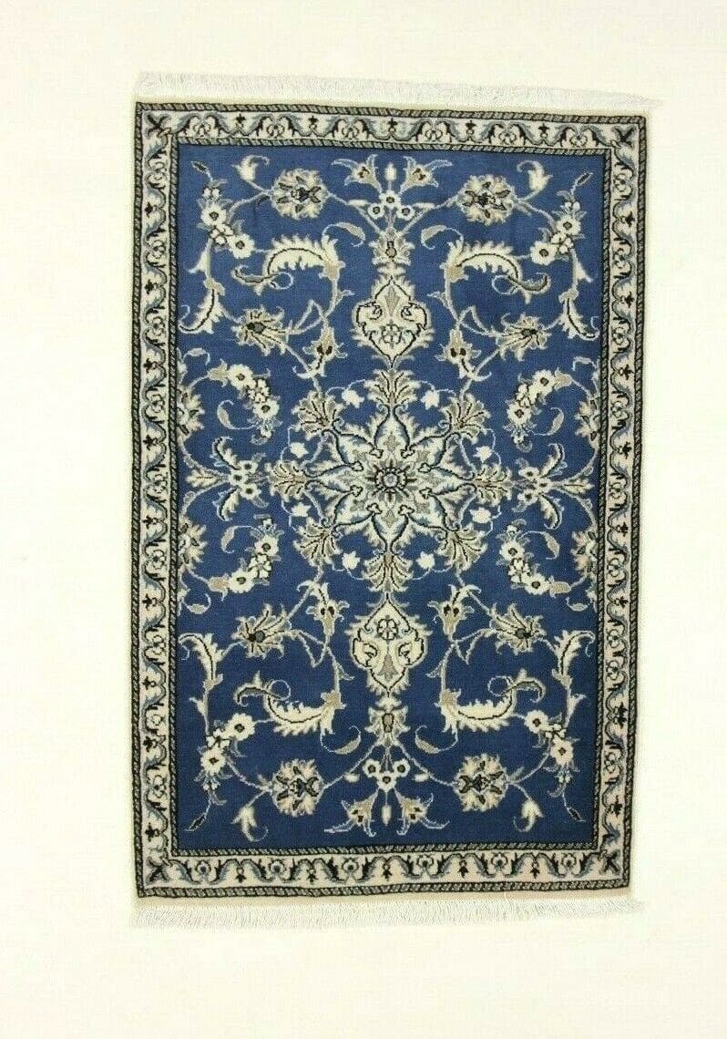 Wunderschöner Orientteppich Nain 137 x 88 cm – 200.000 Knoten/m² – 95% Schafwolle & 5% Seide – Handgeknüpft Perserteppich