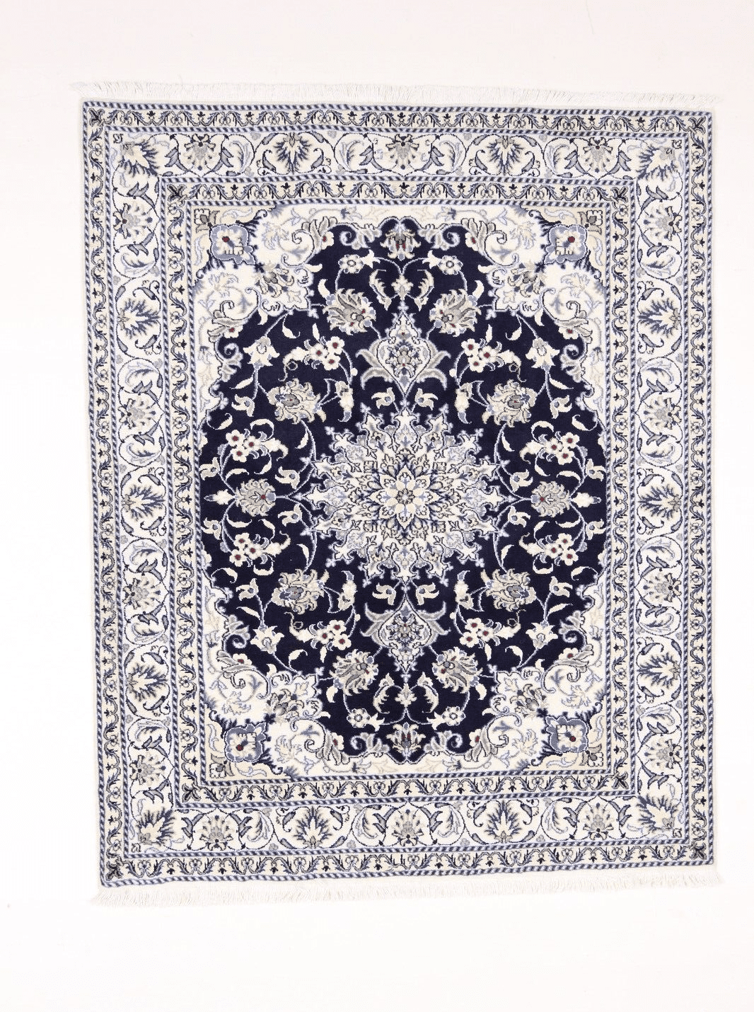 Wunderschöner Orientteppich super Nain 190 x 154 cm, ca. 300.000 Knoten/m², 90% Schurwolle & 10% Seide, sehr gut, handgeknüpft, Perserteppich