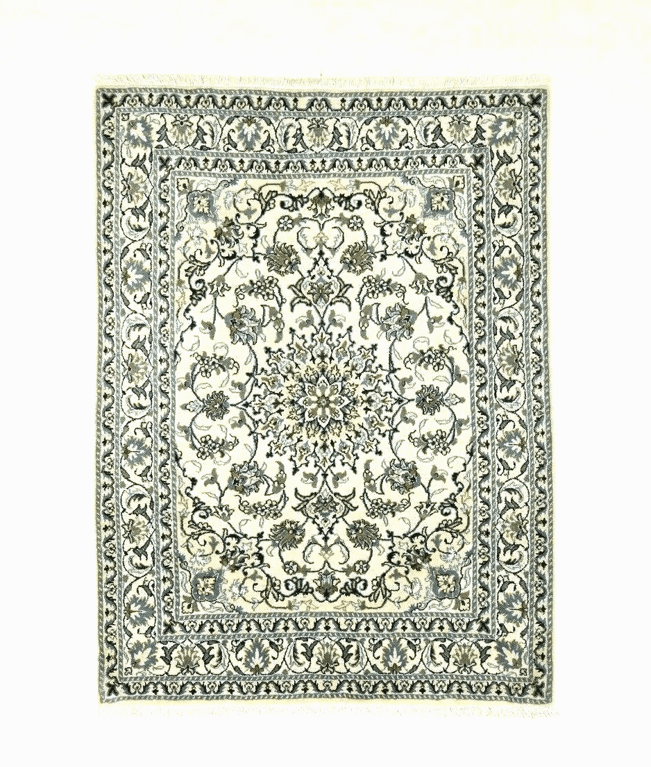 Orientteppich Super Nain 200 x 145 cm, ca. 300.000 Knoten/m², 90% Schurwolle & 10% Seide, sehr gut, handgeknüpft, Perserteppich