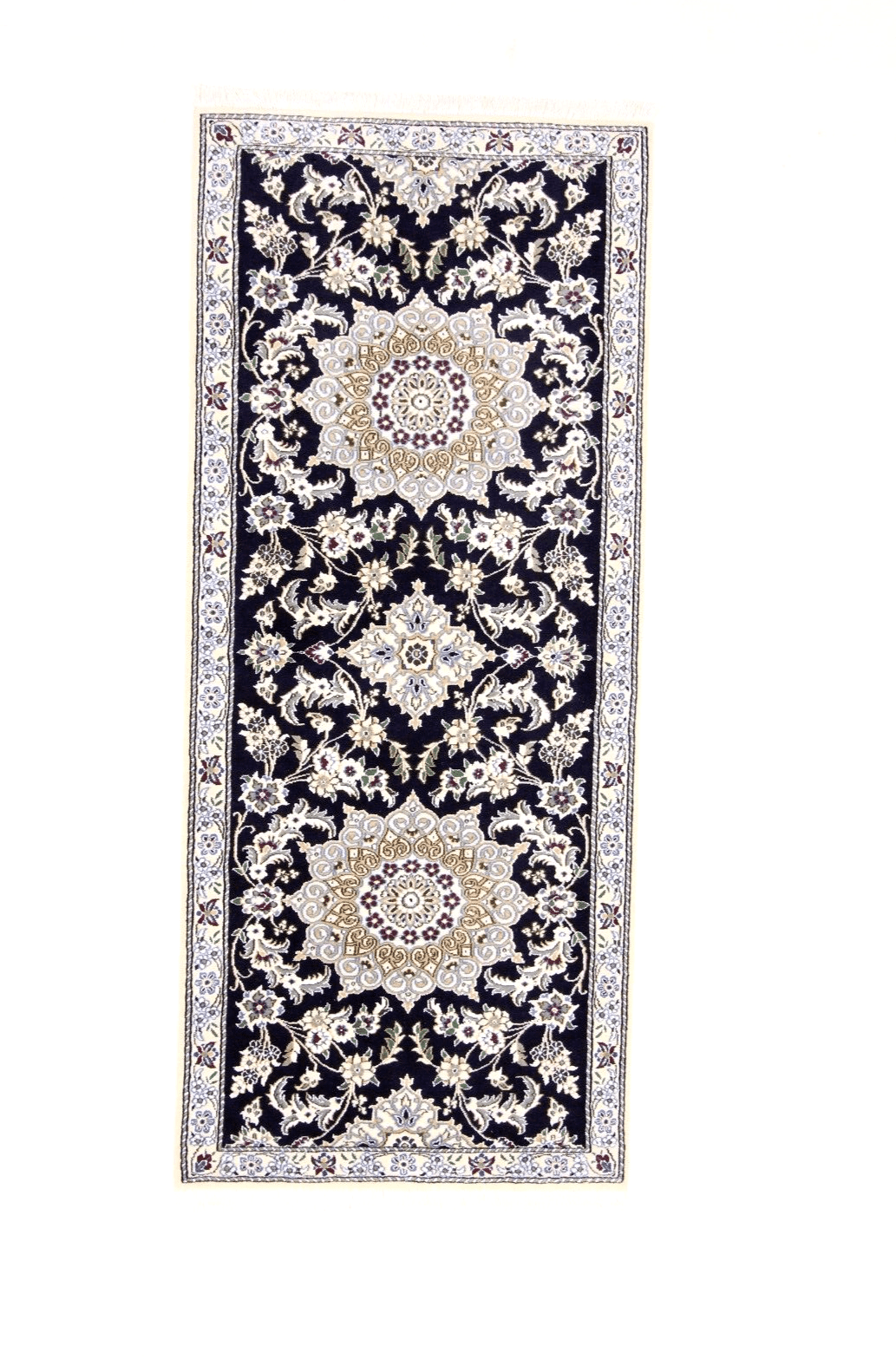 Wunderschöner Orientteppich 195 x 84 cm – 500.000 Knoten/m² – 90% Schurwolle, 10% Seide, handgeknüpft, Perserteppich