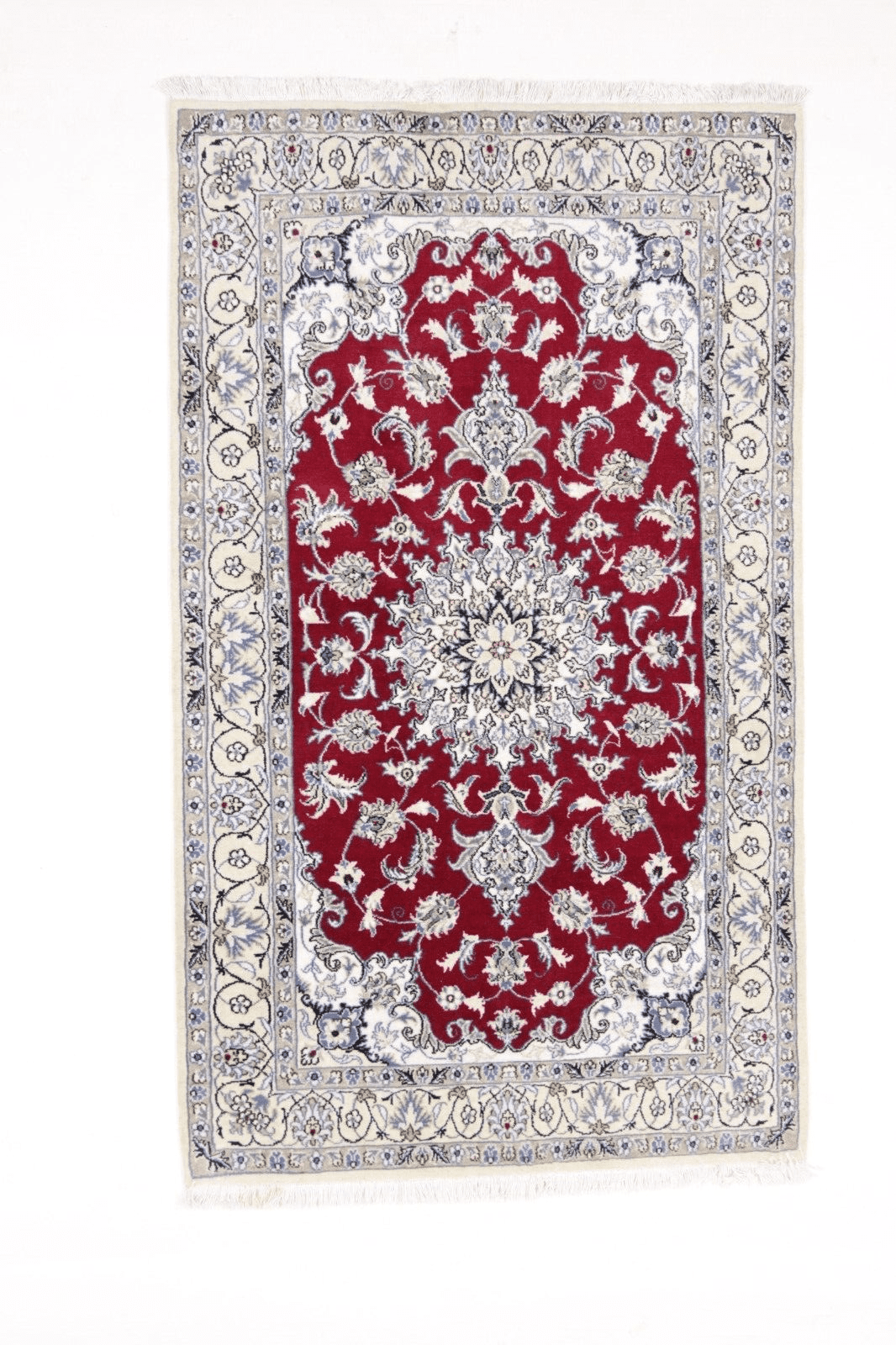 Orientteppich super Nain 203 x 145 cm, ca. 300000 Knoten/m², 90 % Schurwolle & 10 % Seide, sehr gut, handgeknüpft, Perserteppich