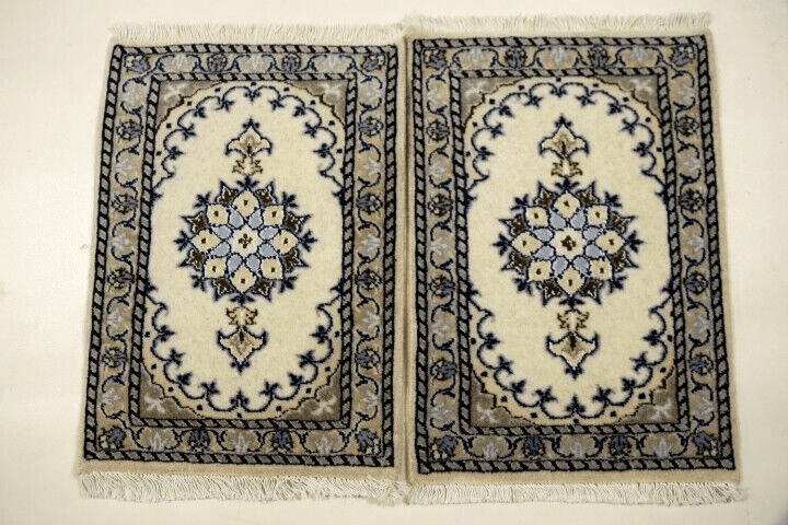 Perserteppich Nain 60 x 40 cm - 300.000 Knoten/m² - 95% Schurwolle, 5% Seide, handgeknüpft