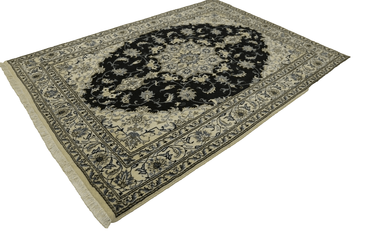 Wunderschöner Orientteppich Super Nain mit Seide 240 x 166 CM, ca. 300000 Knoten/m², 90% Schurwolle, 10% Seide, handgeknüpft, Perserteppich