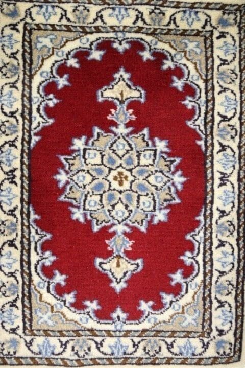 Perserteppich Nain 60 x 40 CM | 300.000 Knoten/m² | 95% Schurwolle, 5% Seide | Neu, handgeknüpft