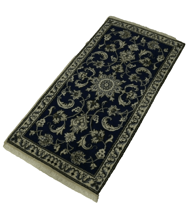 Wunderschöner Orientteppich Super Nain mit Seide (135 x 70 cm) – ca. 300.000 Knoten/m², 100% Schurwolle, sehr gut/perfekt, handgeknüpft, Perserteppich