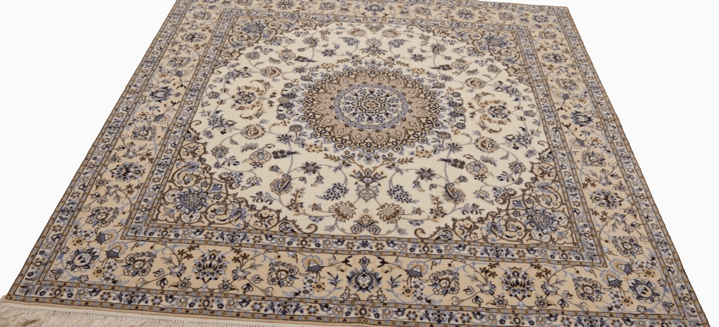 Wunderschöner Perserteppich Super Nain 6 La - 204 x 206 cm, ca. 1 Mio. Knoten/m², 80% Korkwolle & 20% Naturseide, Handgeknüpft