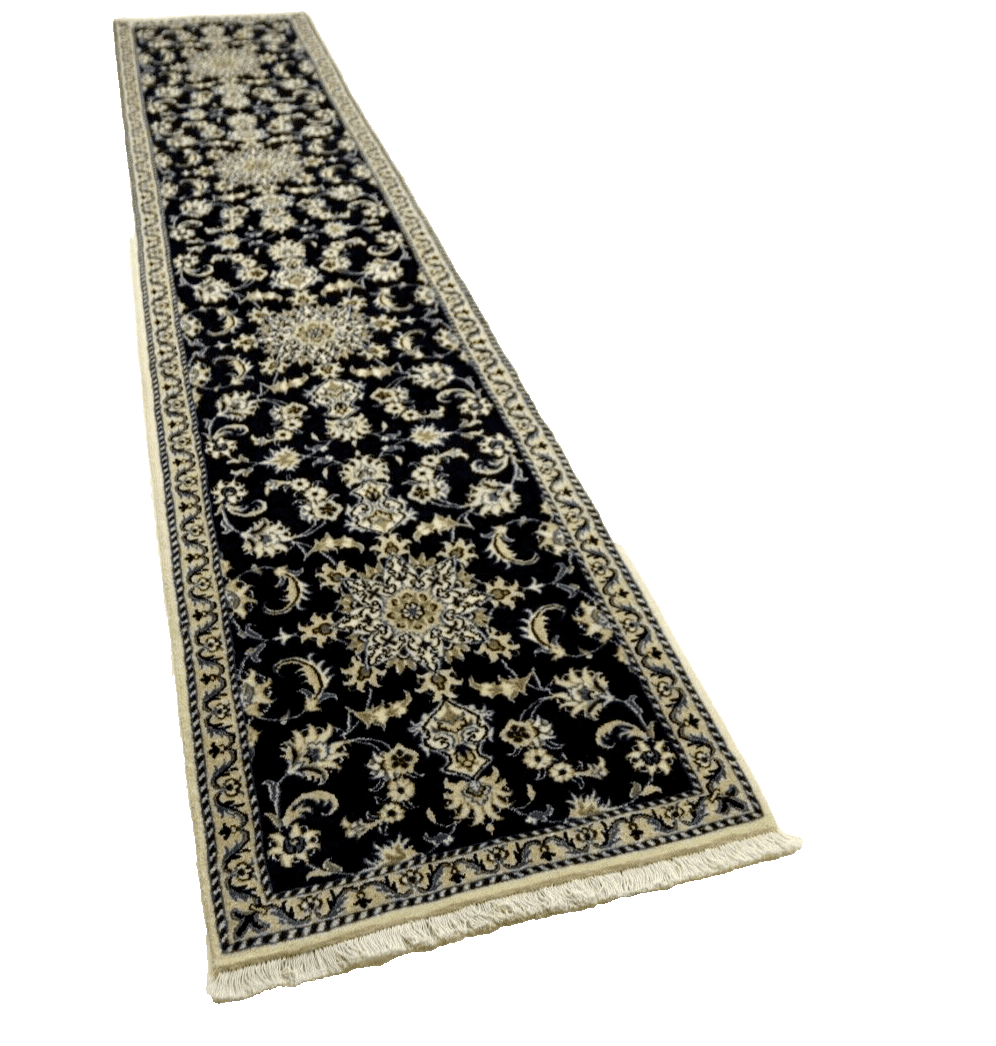 Wunderschöner Orientteppich super Nain Läufer 395 x 80 cm, ca. 300000 Knoten/m², 90 % Schurwolle, 10 % Seide, sehr gut erhalten, handgeknüpft, Perserteppich