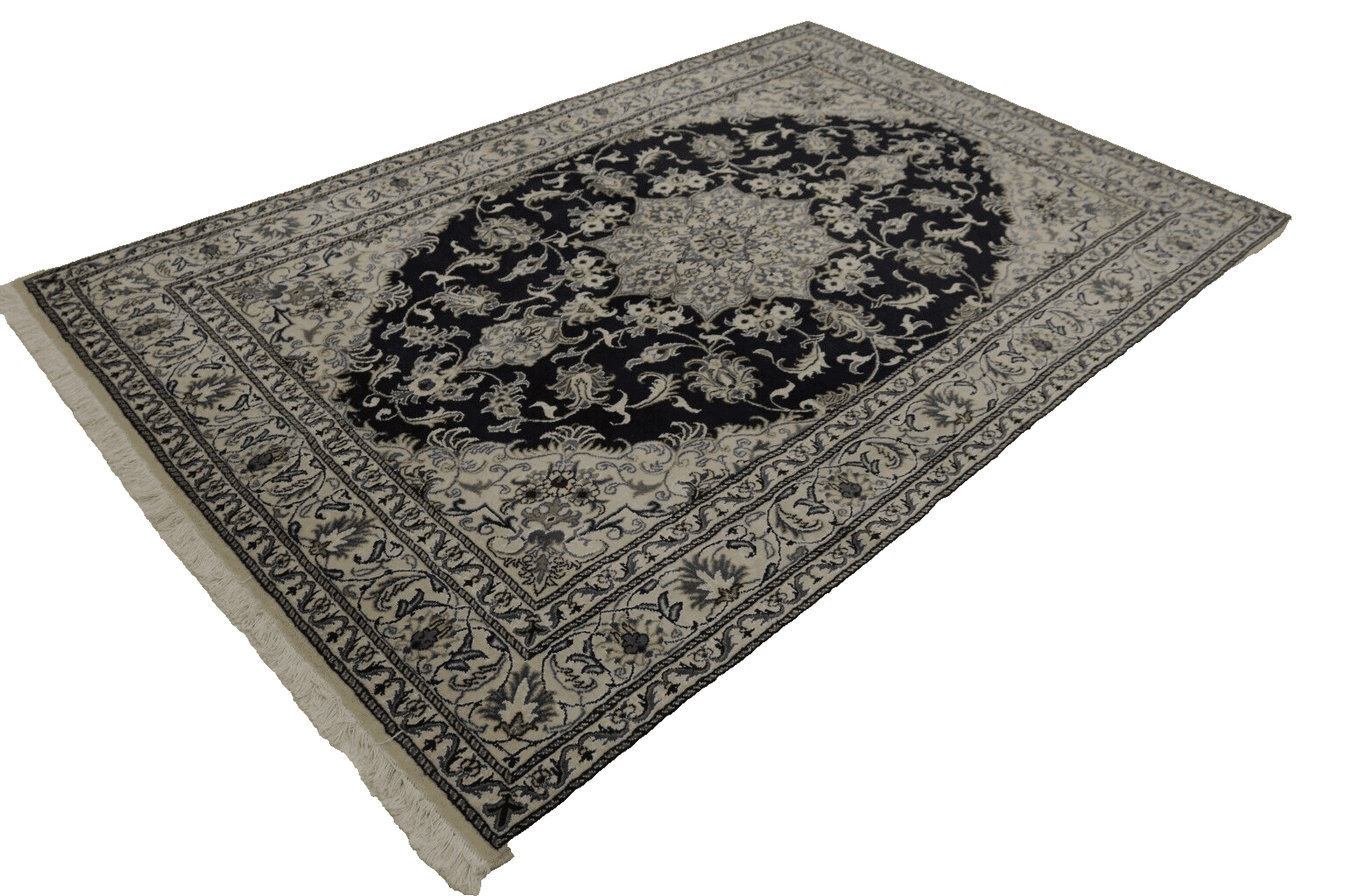 Orientteppich Super Nain mit Seide 235 x 168 cm, ca. 300000 Knoten/m², 90% Schurwolle, 10% Seide, handgeknüpft, Perserteppich