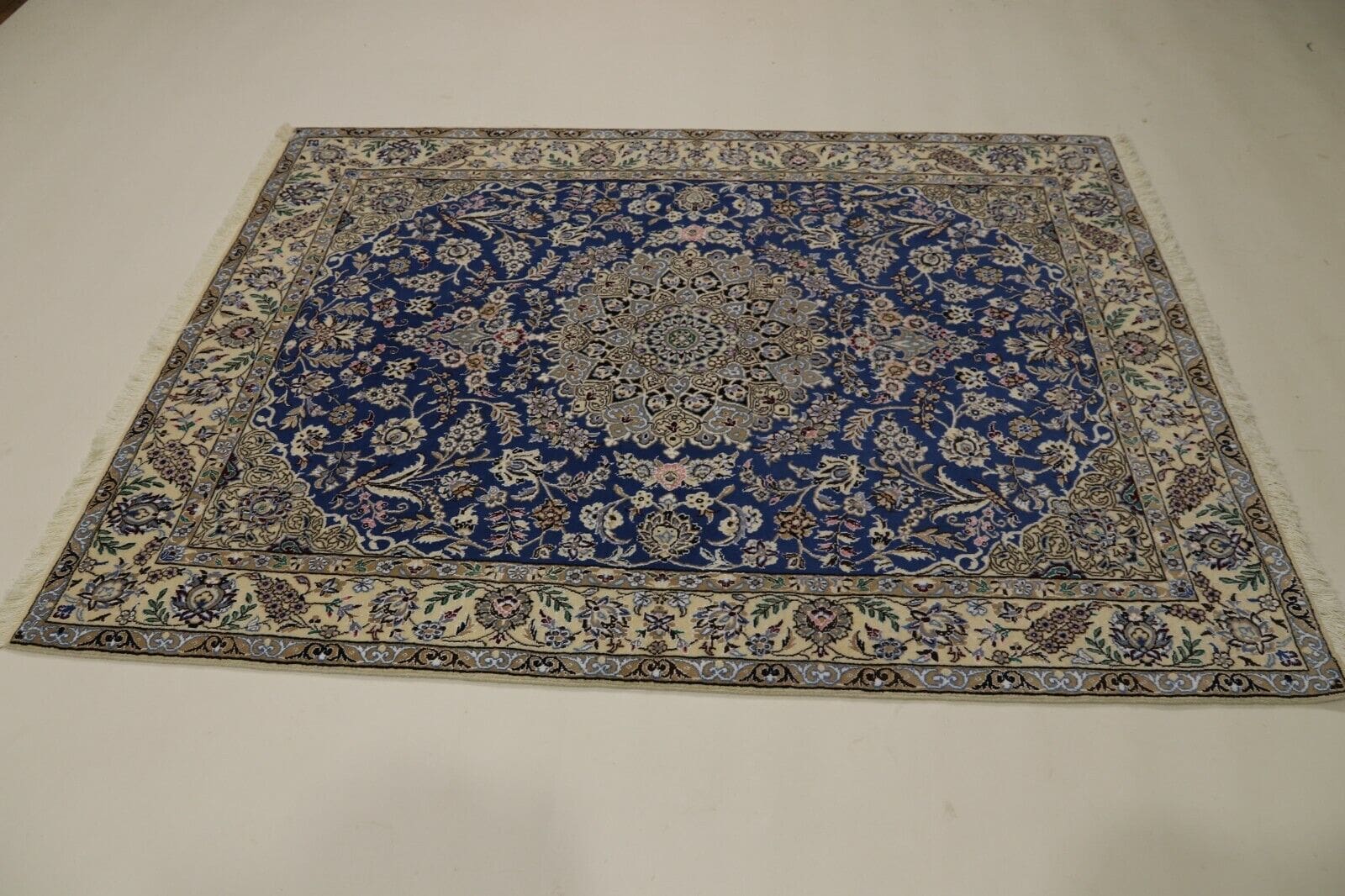 Wunderschöner Perserteppich Super Nain 9 La (205 x 150 cm) - 500.000 Knoten/m² - 90% Korkwolle, 10% Naturseide - Handgeknüpft