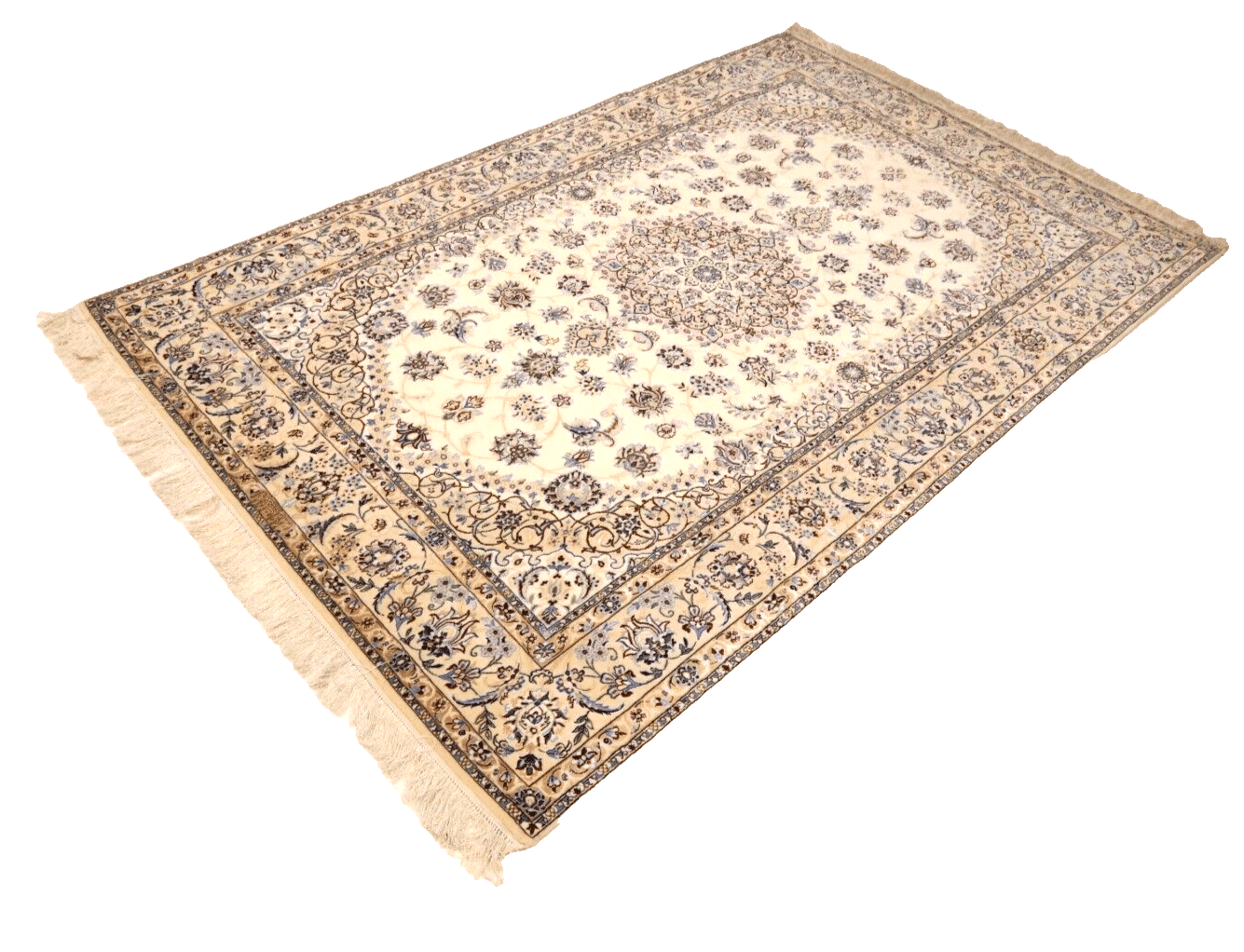 Wunderschöner Perserteppich Super Nain 6 La 235 x 152 cm - 1000 Knoten/m² - Handgeknüpft, Naturwolle & Seide, Unikat