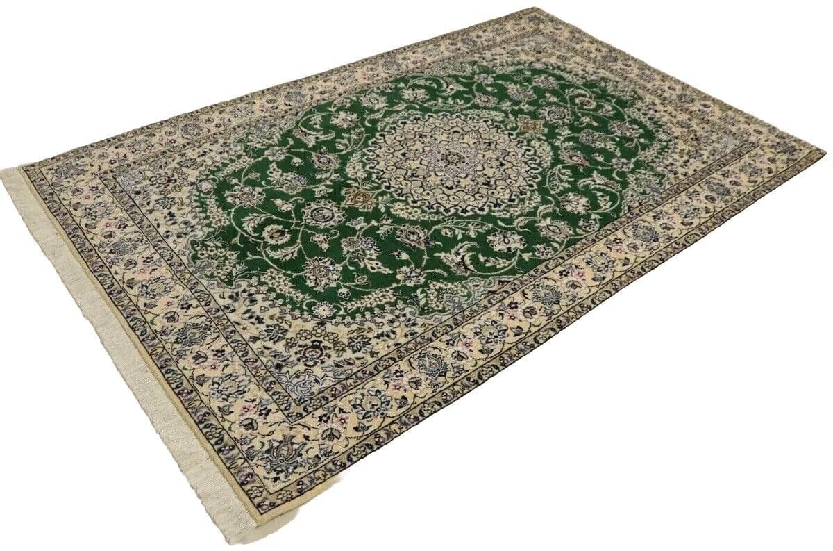 Wunderschöner Perserteppich Super Nain 9 la – 202 x 133 cm, ca. 500.000 Knoten/m², 90% Schurwolle & 10% Seide, Top Zustand, handgeknüpft