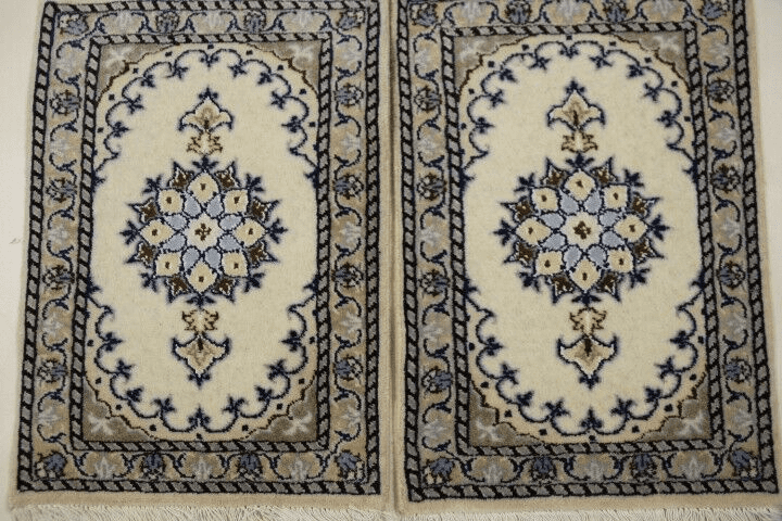 Perserteppich Nain 60 x 40 cm - 300.000 Knoten/m² - 95% Schurwolle, 5% Seide, handgeknüpft