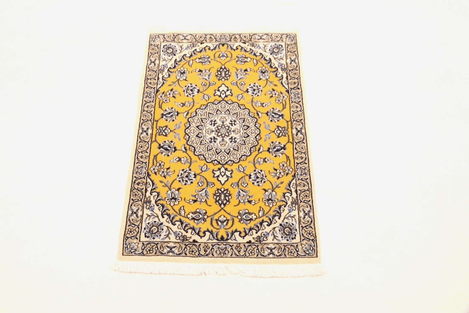Wunderschöner Orientteppich 90 x 60 cm - 500.000 Knoten/m² - 90% Schurwolle, 10% Seide, handgeknüpft, Perserteppich