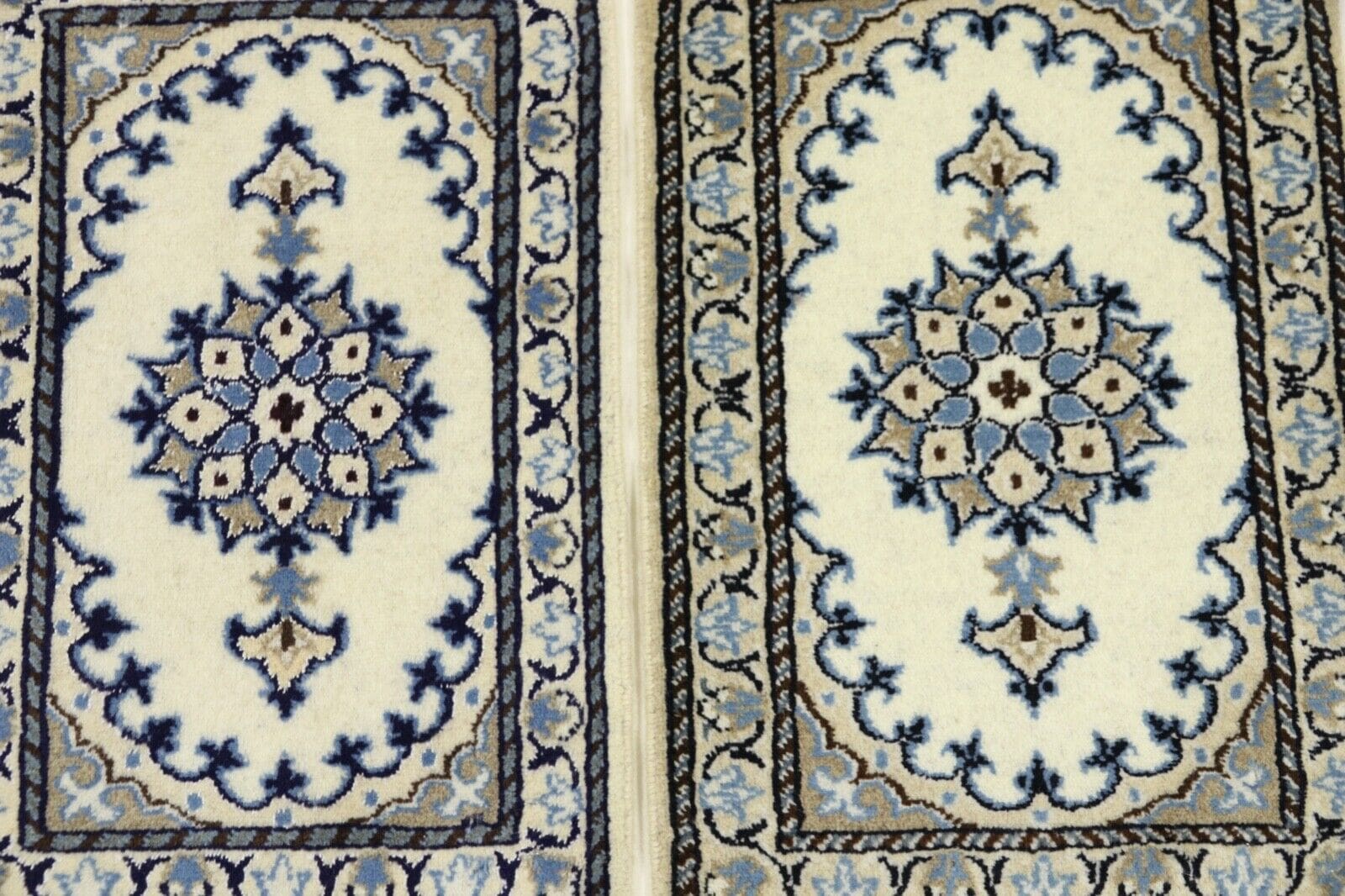 Perserteppich Nain 60 x 40 cm | 300.000 Knoten/m² | 95% Schurwolle, 5% Seide | Top Zustand, handgeknüpft