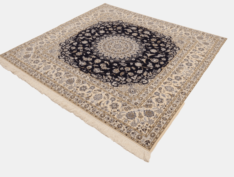 Wunderschöner Perserteppich Super Nain 6 La - 202 x 210 cm, 1000 Knoten/m², 80% Korkwolle & 20% Naturseide, handgeknüpft