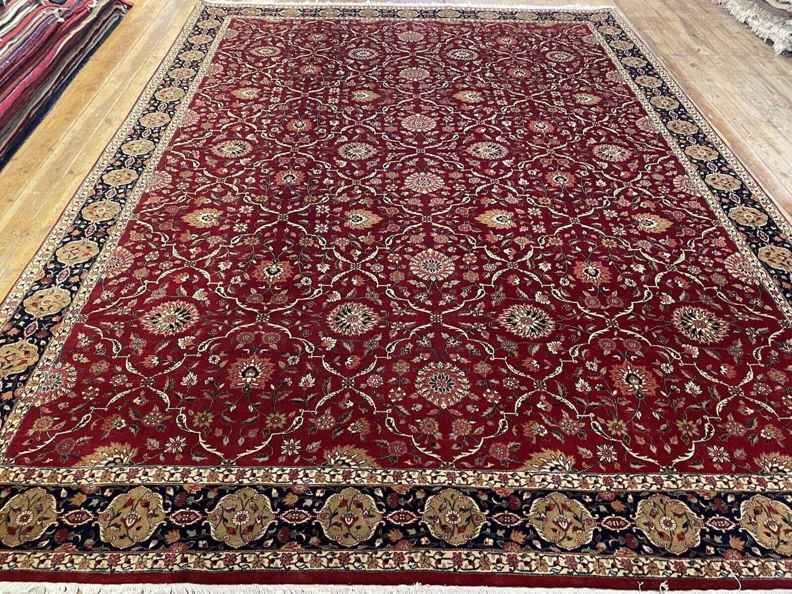 Bijar Perserteppich 400x300 cm – Sehr Fein Geknüpft, 12mm Flor, Leuchtendes Rot, Ideal für Fußbodenheizung, Handgeknüpft, Perserteppich