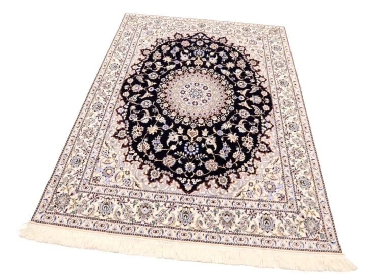 Wunderschöner Perserteppich Super Nain 6 La – 200 x 150 cm, ca. 1000 Knoten/m², 80% Korkwolle & 20% Naturseide, handgeknüpft