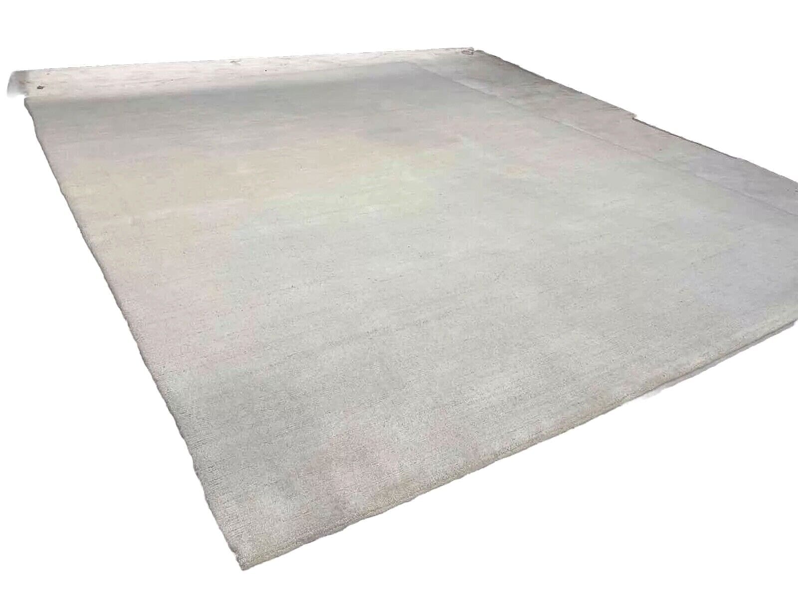 Schneeweißer Original Berber Teppich 410x290 cm - Handgeknüpft, 30mm Florhöhe, ideal für Fußbodenheizung, stilvolles abstraktes Muster - Perserteppich