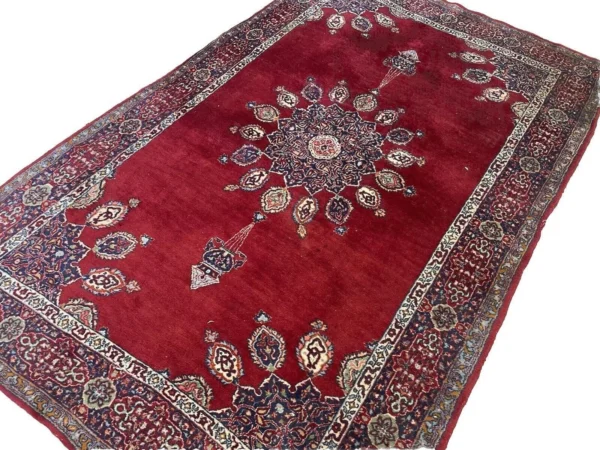 Kaschmir Perserteppich 190x130 cm - Antikes geblümtes Design in Rosa, strapazierfähig aus reiner Schurwolle - handgeknüpft