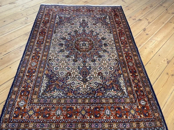 Luxuriöser Perserteppich 145x100 cm | Herati Muster | 100% Baumwolle | Für Fußbodenheizung geeignet | Handgeknüpft