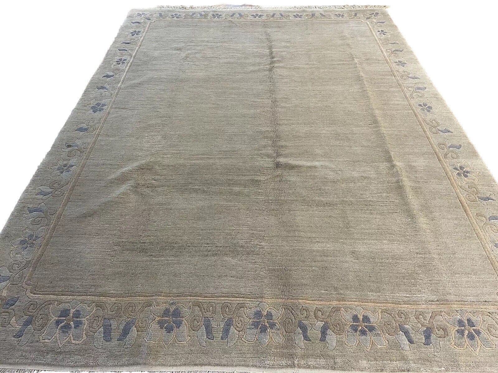 Moderne Perserteppich 350x250 cm – Hochflorig aus 100% reiner Baumwolle, geeignet für Fußbodenheizung, in warmem Senfton, handgeknüpft