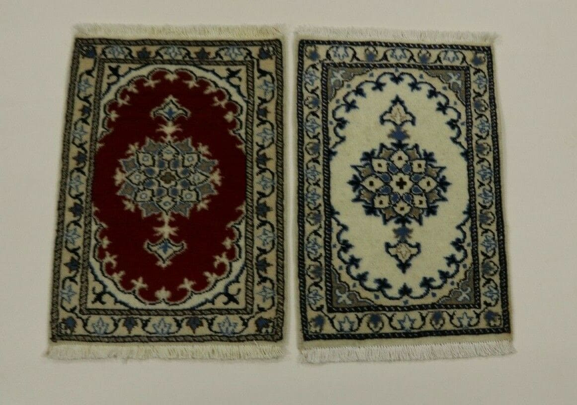 Perserteppich Nain 60 x 40 cm, 300.000 Knoten/m², 95% Schurwolle & 5% Seide, sehr gut, Unikat, handgeknüpft