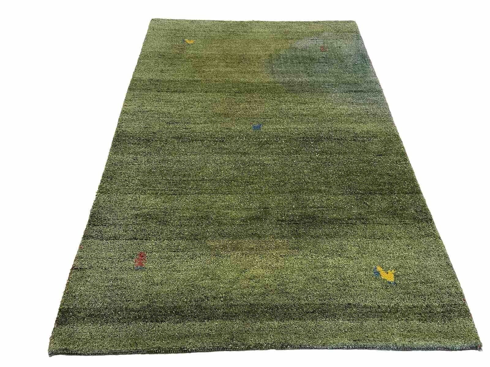 Perserteppich 180x120 cm – Handgesponnene Schurwolle, strapazierfähig, naturgrün, für Fußbodenheizung geeignet, handgeknüpft
