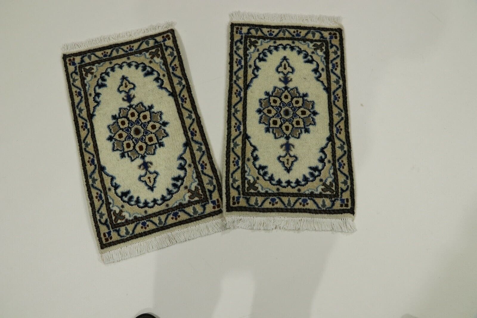 2 x Handgeknüpfter Perserteppich Moud 60 x 40 CM - 300.000 Knoten/m² - 95% Schurwolle, 5% Seide - TOP Zustand - Unikat
