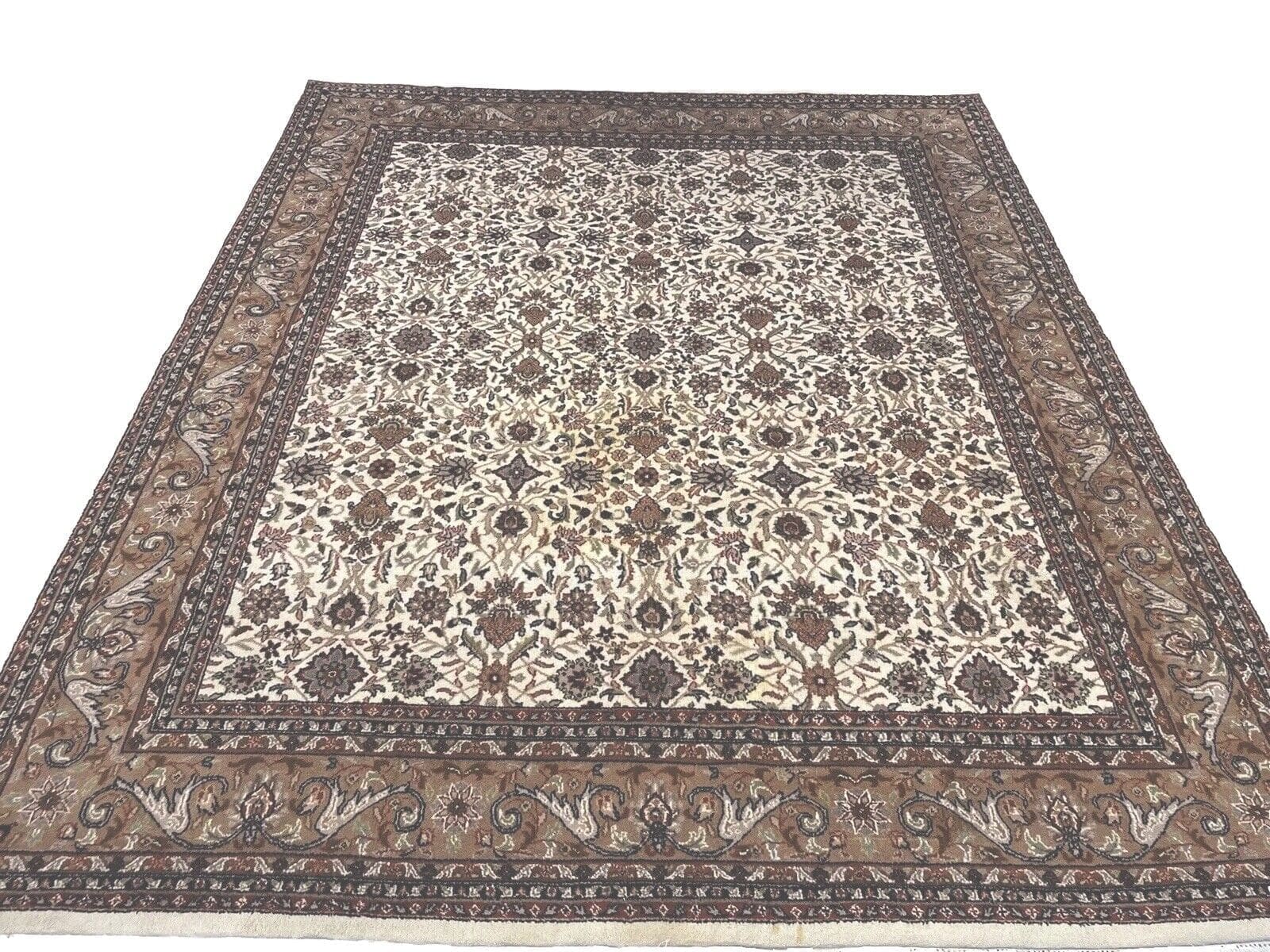 Klassischer Kaschmir Perserteppich 300x250 cm – Hochwertige Schurwolle mit rostbrauner Bordüre, traditionelles Design, handgeknüpft